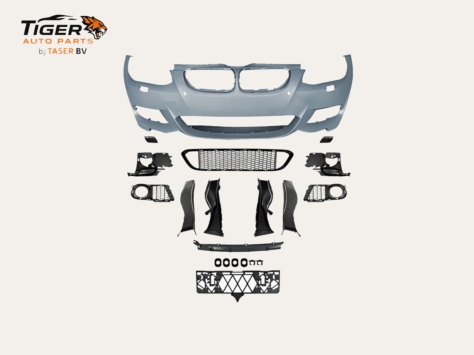 BMW 3-SERIE E92 LCI / E93 LCI COUPE / CABRIO 10-13 VOORBUMPER COMPLETE MET KOPLAMPSPROEIERS EN PDC M-TECH