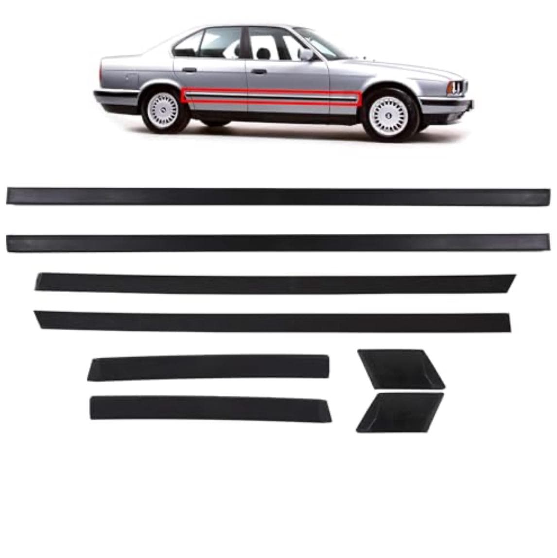 BMW 5-SERIE E34 88-95 STOOTLIJSTEN SET (8 STUKS)