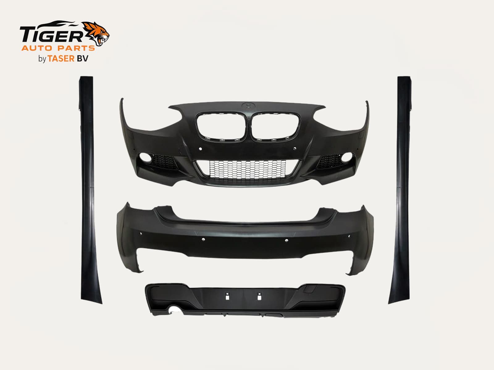 BMW 1-SERIE F20-F21 11-14 BODY KIT M-TECH BODYKIT: VOOR- & ACHTERBUMPER MET KOPLAMPSPROEIERS, MISTLAMPGATEN, PARKEERSENSOR-GATEN, ENKELE UITLAAT, INCLUSIEF SIDESKIRTS