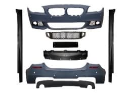 BMW 5-SERIE F10 10-13 BODY KIT COMPLETE BUMPER SET MET KOPLAMPSPROEIERS, PDC VOOR & ACHTER, 2-UITLAAT (LINKS-RECHTS) + SIDESKIRTS M-TECH VOOR BMW 535I