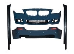 BMW 5-SERIE F10 LCI 14-16 BODY KIT COMPLETE BUMPER SET MET KOPLAMPSPROEIERS, PDC VOOR & ACHTER, DUBBELE UITLAAT (LINKS) + SIDESKIRTS M-TECH