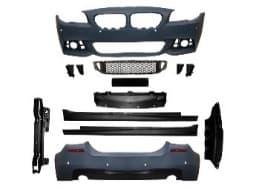 BMW 5-SERIE F10 LCI 14-16 BODY KIT COMPLETE BUMPER SET MET KOPLAMPSPROEIERS, PDC VOOR & ACHTER, 2-UITLAAT (LINKS-RECHTS) + SIDESKIRTS M-TECH