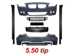 BMW 5-SERIE F10 10-13 BODY KIT COMPLETE BUMPER SET MET KOPLAMPSPROEIERS, PDC VOOR & ACHTER, 4-UITLAAT + SIDESKIRTS M550I-STIJL