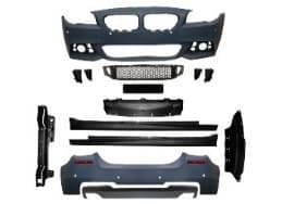 BMW 5-SERIE F10 LCI 14-16 BODY KIT COMPLETE BUMPER SET MET KOPLAMPSPROEIERS, PDC VOOR & ACHTER, 4-UITLAAT + SIDESKIRTS M550I-STIJL M-TECH