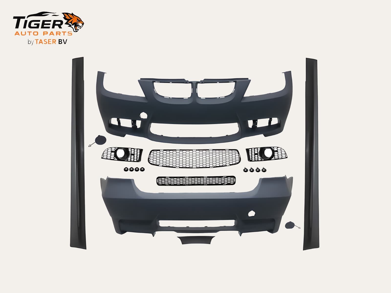 BMW 3-SERIE E90 SEDAN 05-08 BODY KIT ACHTERBUMPER 4-UITLAAT + SIDESKIRTS M3-STIJL