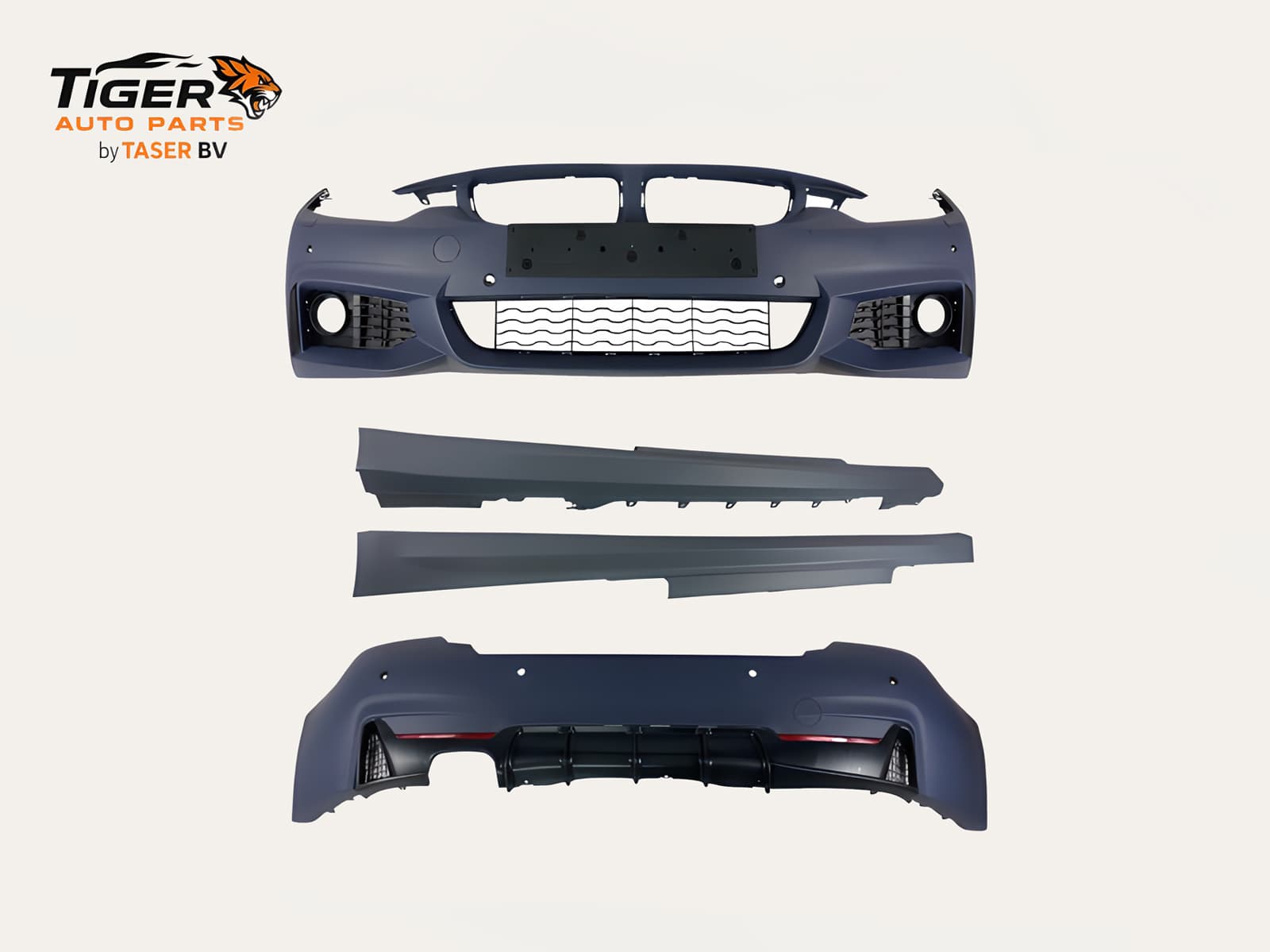 BMW 4-SERIE F36 14-20 BODY KIT M-TECH BODYKIT: VOOR- & ACHTERBUMPER MET KOPLAMPSPROEIERS, PARKEERSENSOR-GATEN VOOR & ACHTER, DUBBELE UITLAAT + SIDESKIRTS