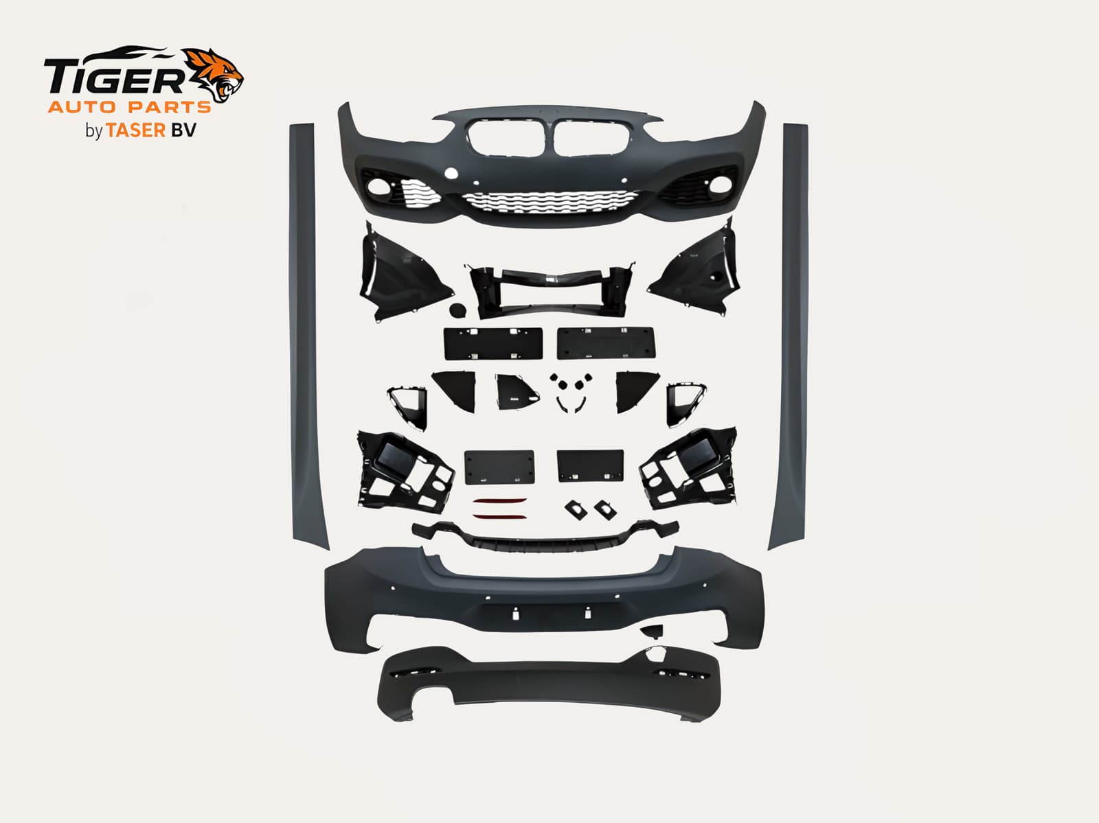 BMW 1-SERIE F20 LCI / F21 LCI 15-19 BODY KIT M-TECH BODYKIT: VOOR- & ACHTERBUMPER MET MISTLAMPGATEN, PARKEERSENSOR-GATEN, DUBBELE UITLAAT, INCLUSIEF SIDESKIRTS