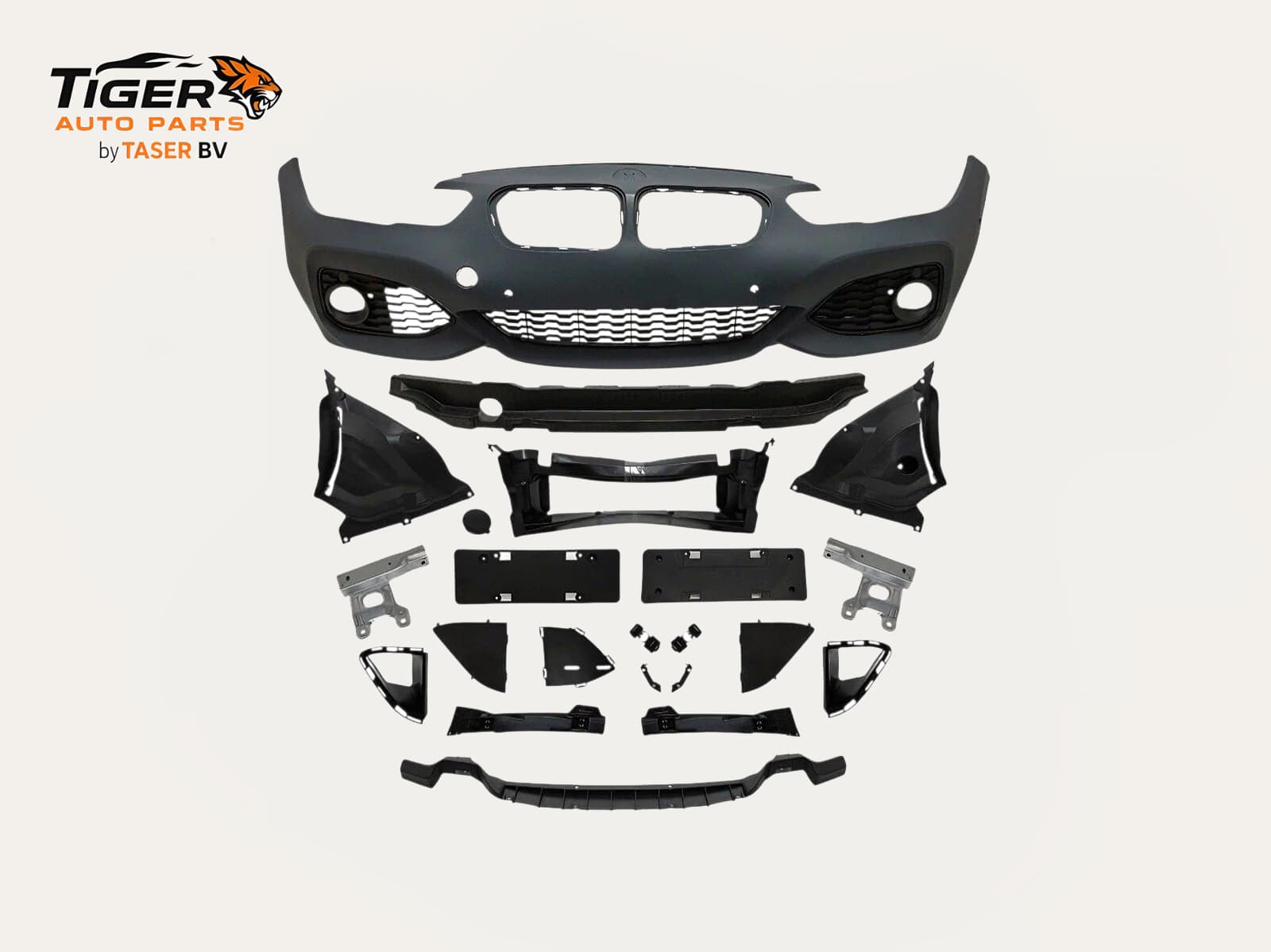 BMW 1-SERIE F20 LCI / F21 LCI 15-19 VOORBUMPER COMPLETE M-TECH MET PARKEERSENSOR-GATEN EN ENKELE UITLAAT